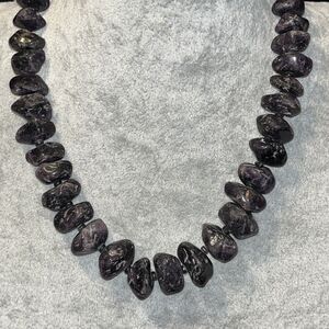 Stunning Rough Chunky Amethyst Beaded Necklace Heavy 4 Ounces 16”